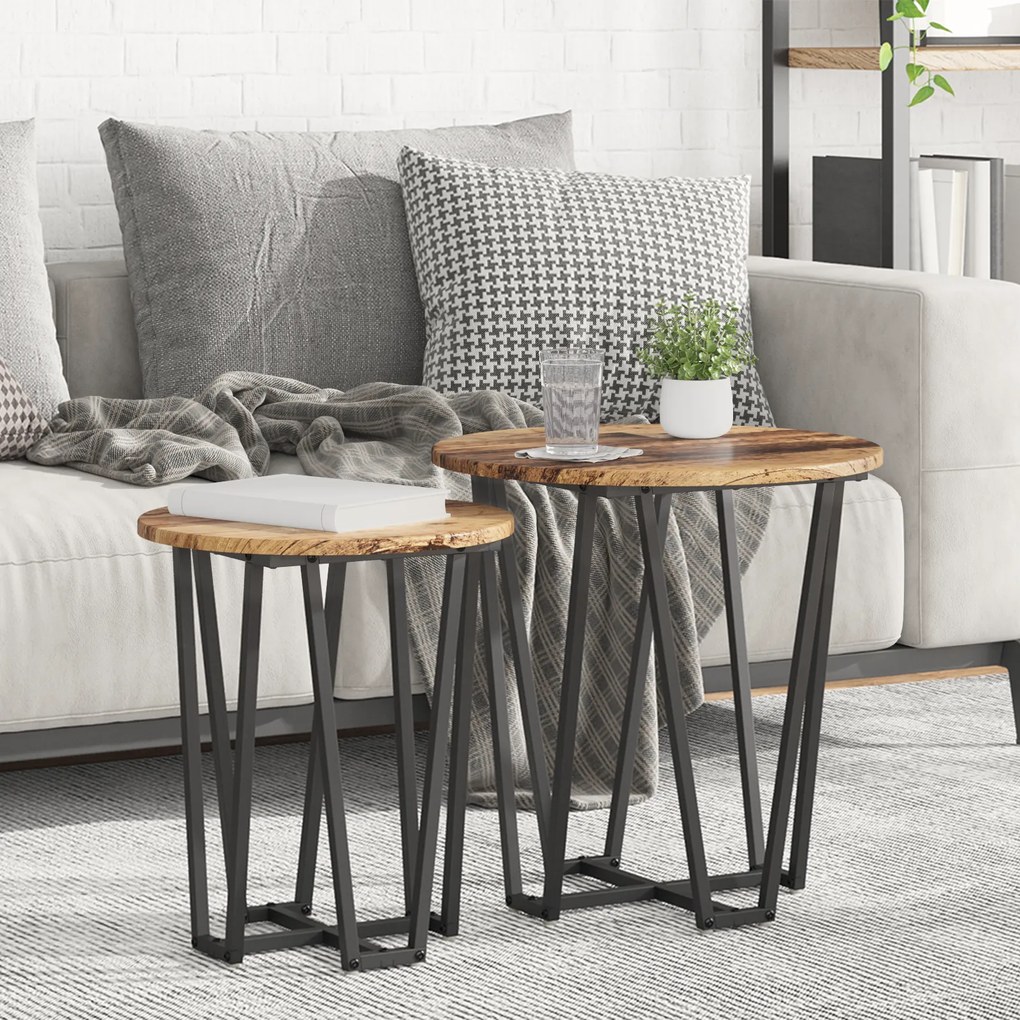 Mesa de Apoio 2 pcs de Madeira Velha, Engenharia de Madeira e Metal