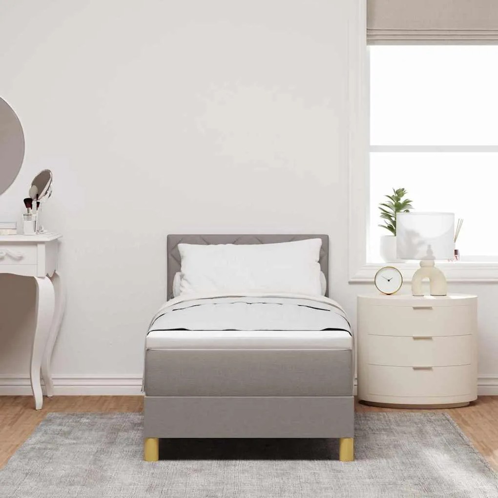 Cama Box Spring com Colchão Taupe 80x200 cm Tecido