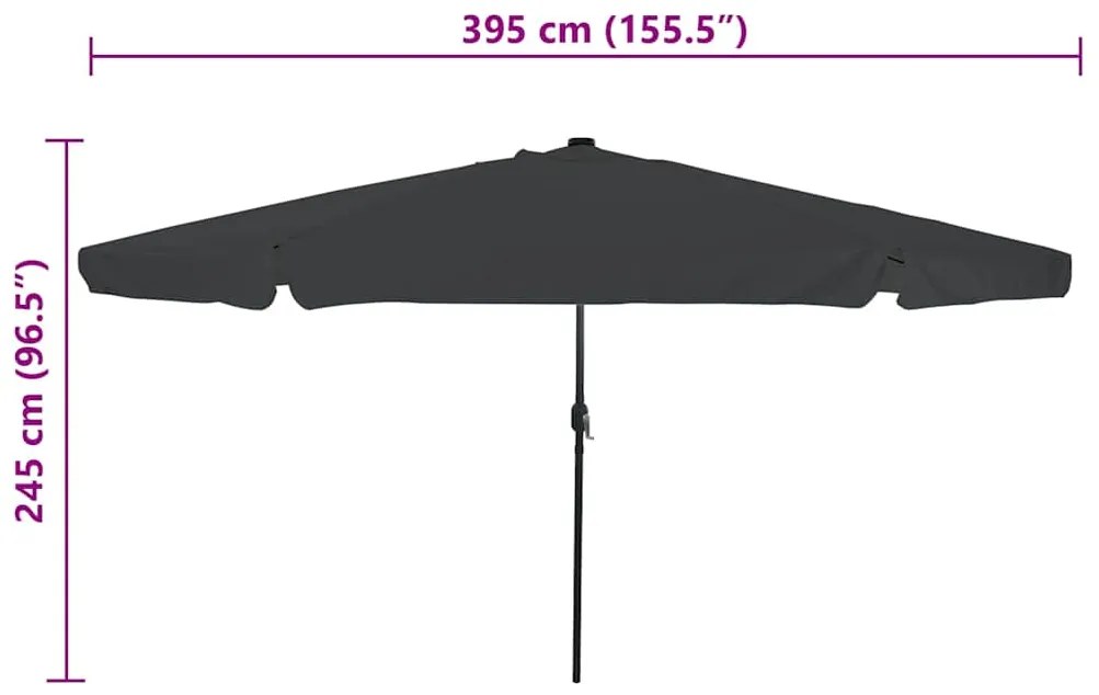 Sombrinha de Jardim com Luzes LED Ø395x245 cm Antracite