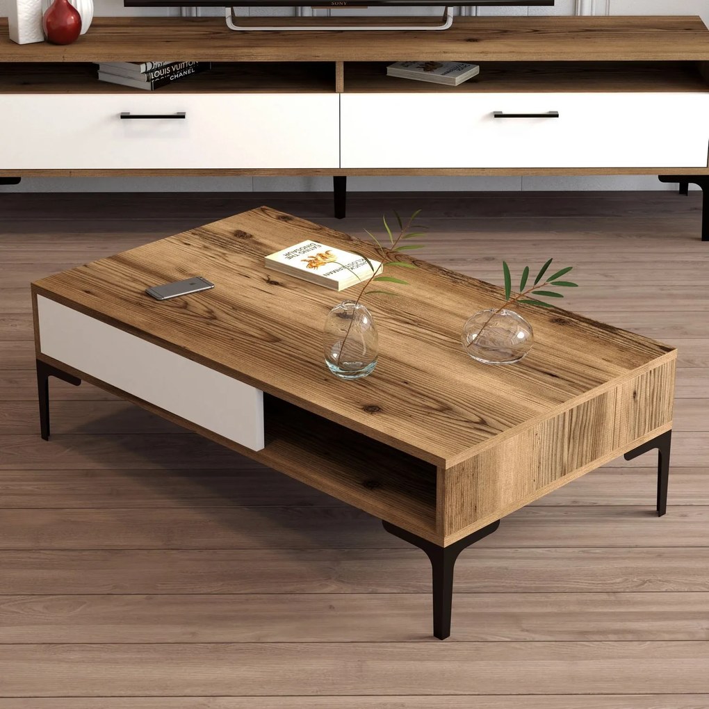 Mesa de Centro Istanbul – Nogueira Branca – 105x32,6x60 cm