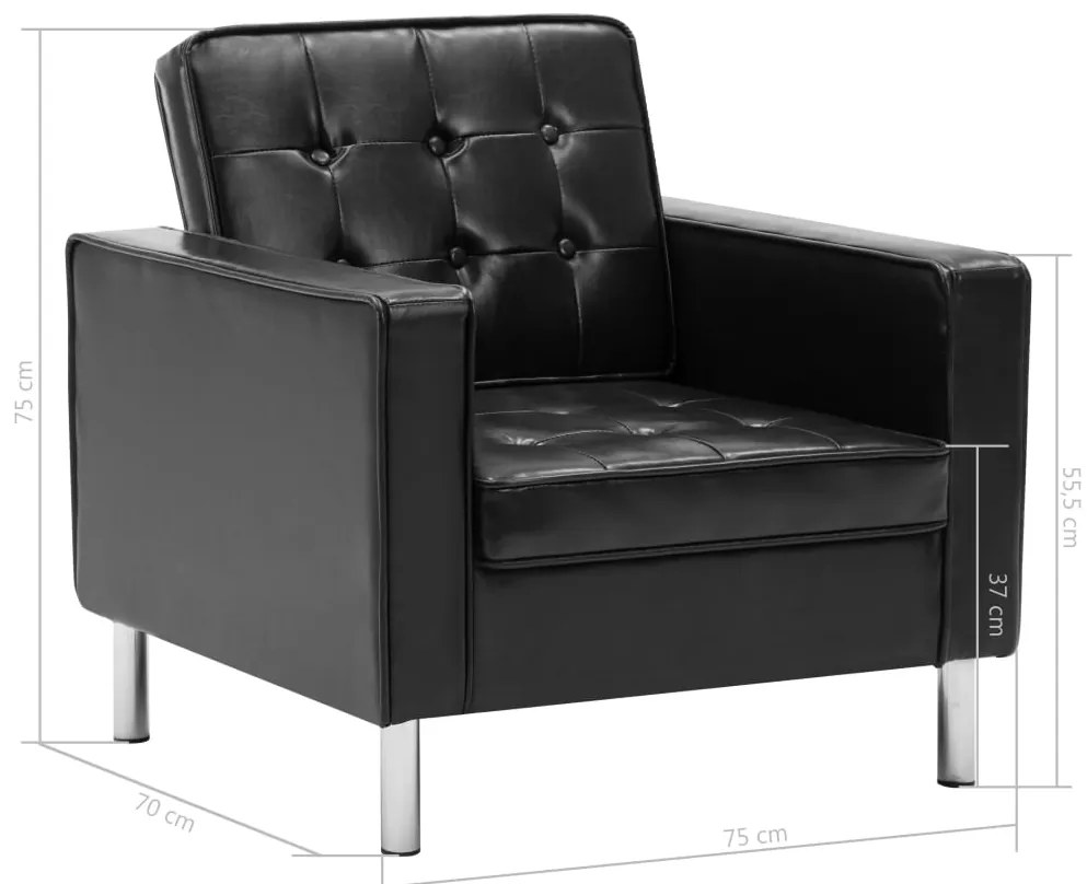 Poltrona em couro artificial preto
