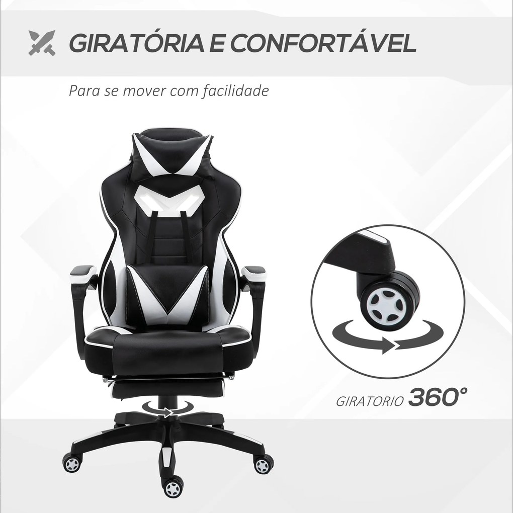 Vinsetto Cadeira de escritorio gaming ergonômica Altura ajustável Recl