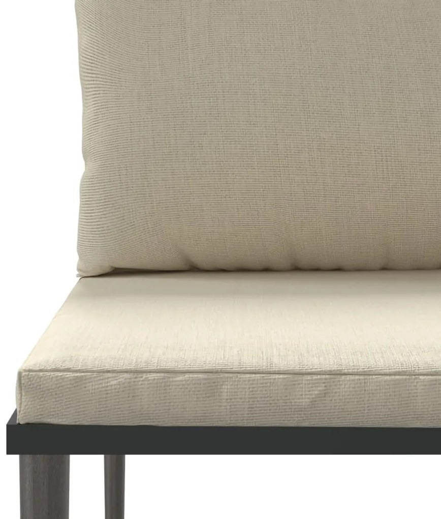 3 pcs conjunto lounge de jardim c/ almofadões vime PE cinzento