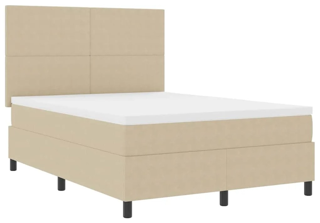 Cama Box Spring com Colchão Verde Claro Cinza 140x200 cm Tecido de Cor