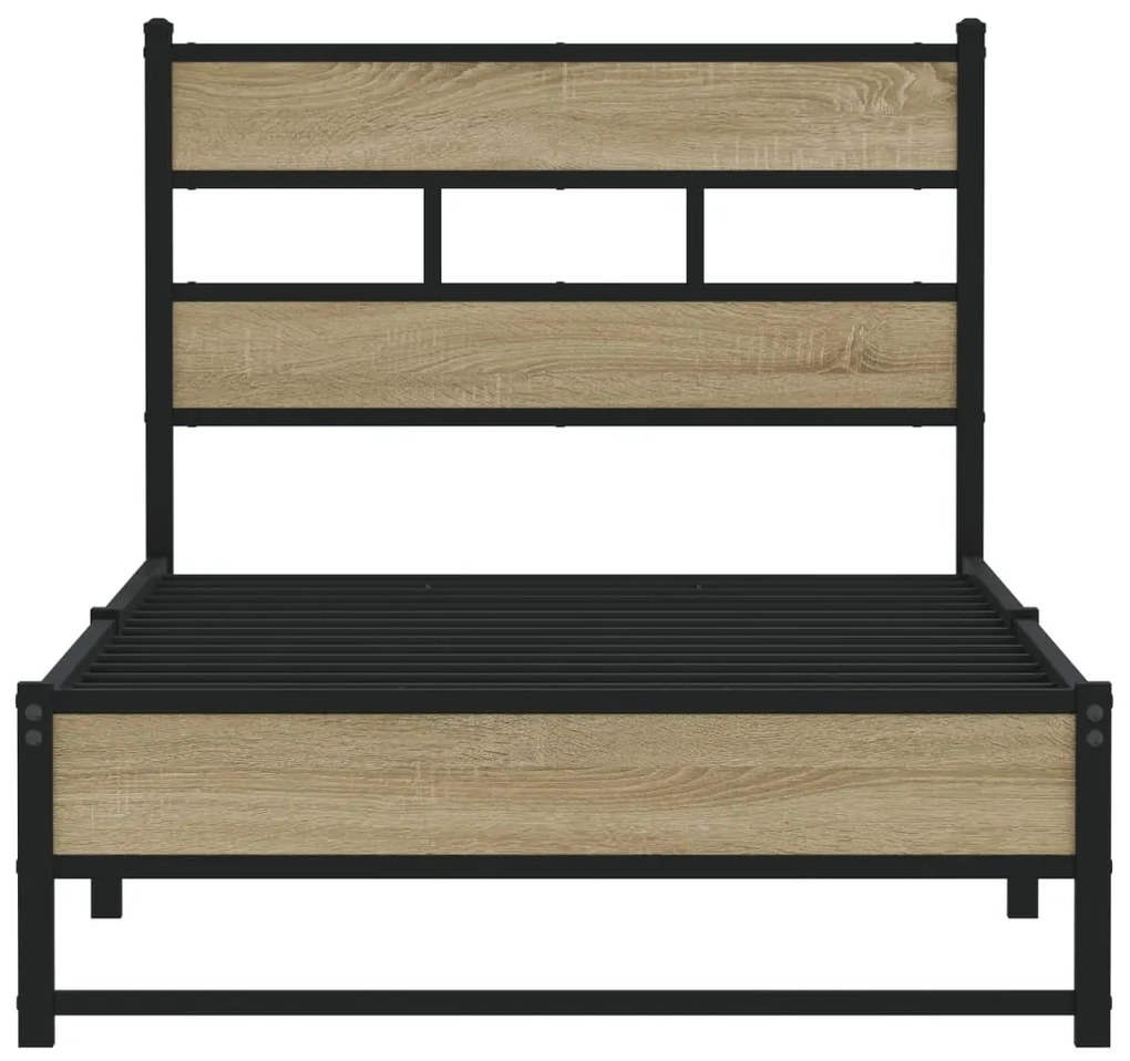 Estrutura de cama sem colchão 80x200 cm metal carvalho sonoma