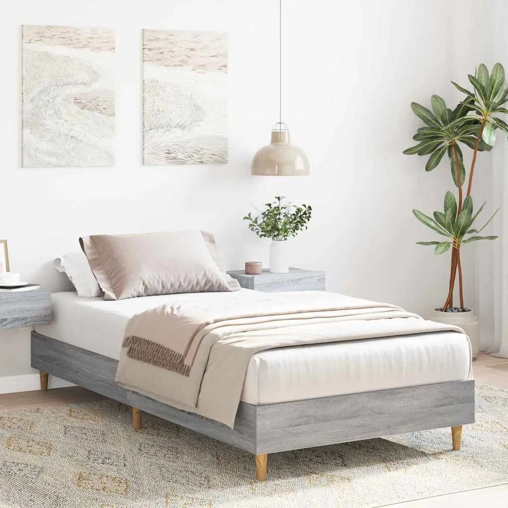 Cama vidaXL 90x200 cm Cinza Sonoma em Madeira Engenharia