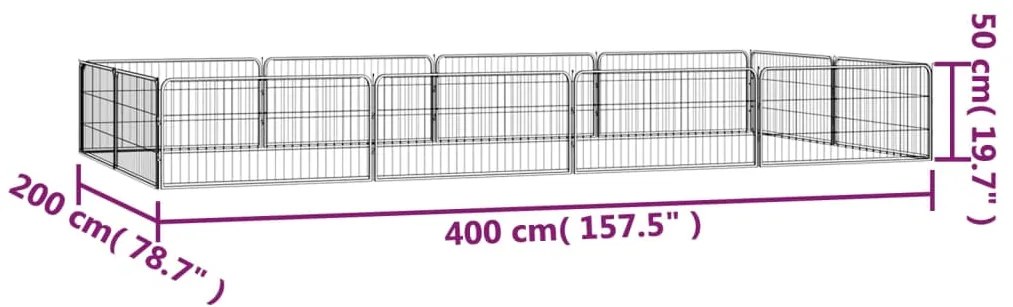 Parque p/ cães c/ 12 painéis 100x50 cm aço revestido a pó preto