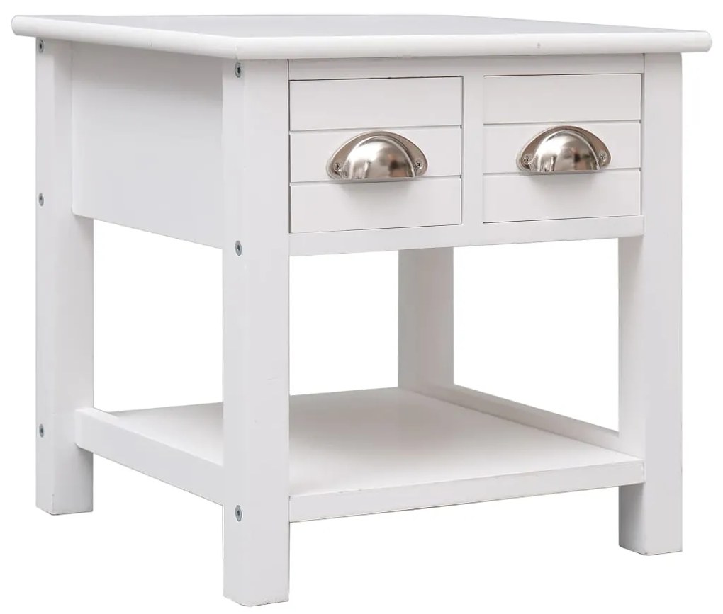 284068 vidaXL Mesa de apoio 40x40x40 cm madeira de paulownia branco