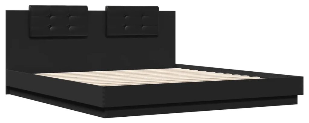 Estrutura cama c/ cabeceira 160x200 cm derivados madeira preto