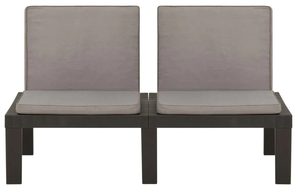 4 pcs conjunto lounge de jardim c/ almofadões plástico cinzento