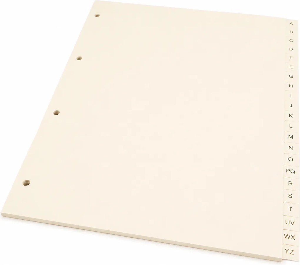 Índice Separador de Cartolina Alfabético A–Z RIVA para Pastas de 4 Argolas | 180 g/m²