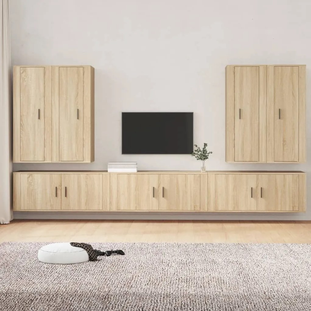 vidaXL Conjunto móveis de TV 7 pcs madeira processada carvalho sonoma