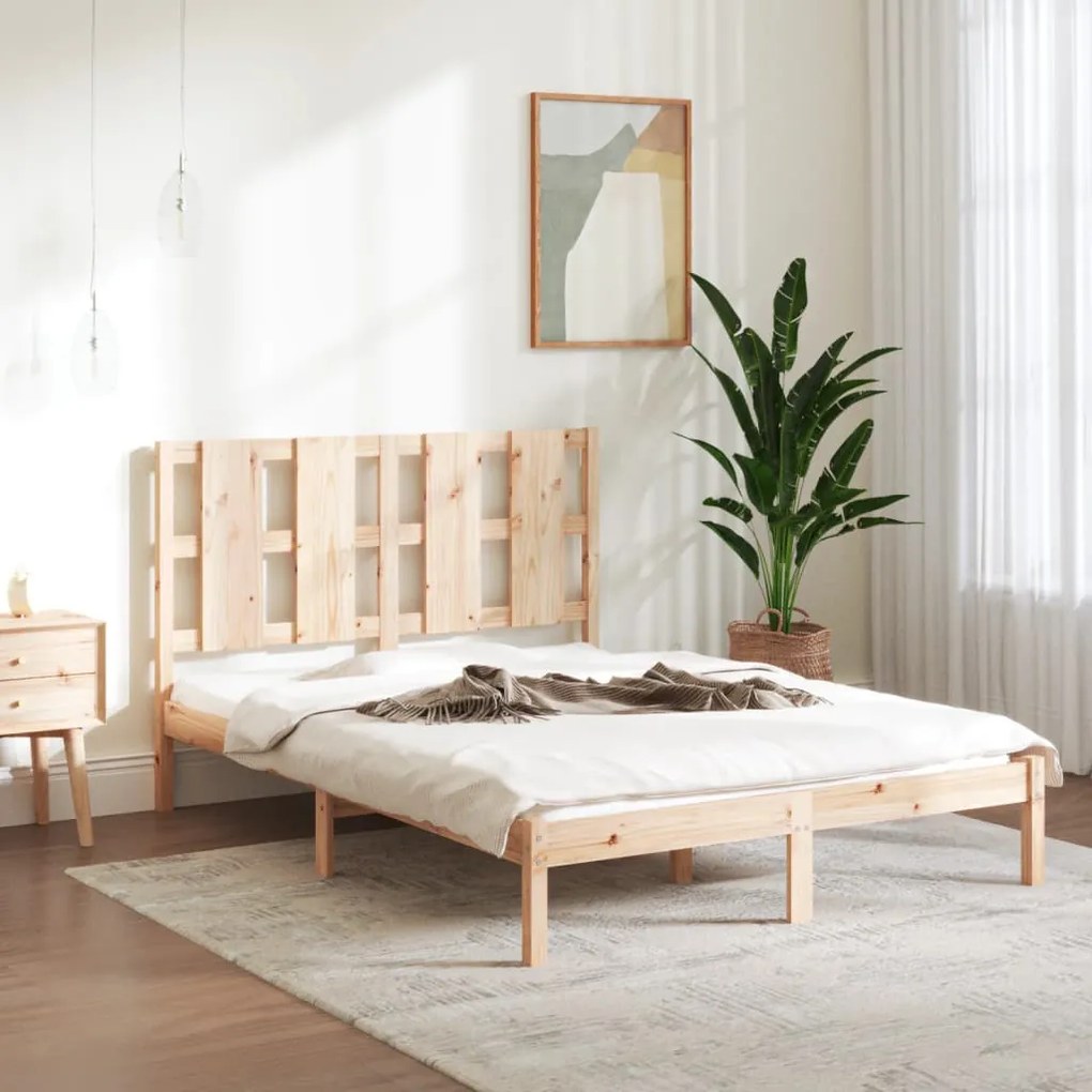 Estrutura de cama dupla pequena 4FT 120x190 cm madeira maciça