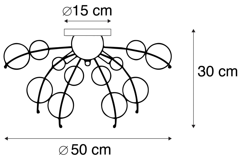 Candeeiro de tecto preto com vidro fumê 50 cm 4 luzes - Explode Design