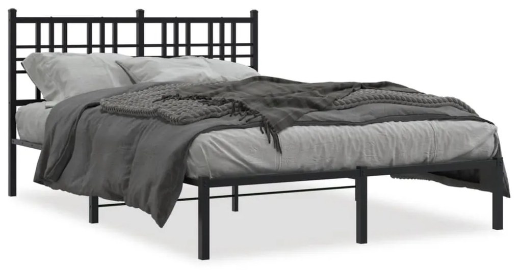 vidaXL Estrutura de cama com cabeceira 120x190 cm metal preto