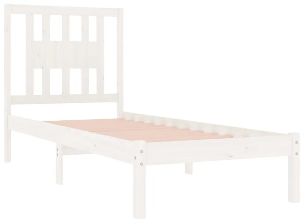 Estrutura de cama solteiro 90x190 cm madeira maciça branco