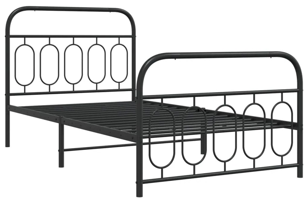 Estrutura de cama com cabeceira e pés 107x203 cm metal preto