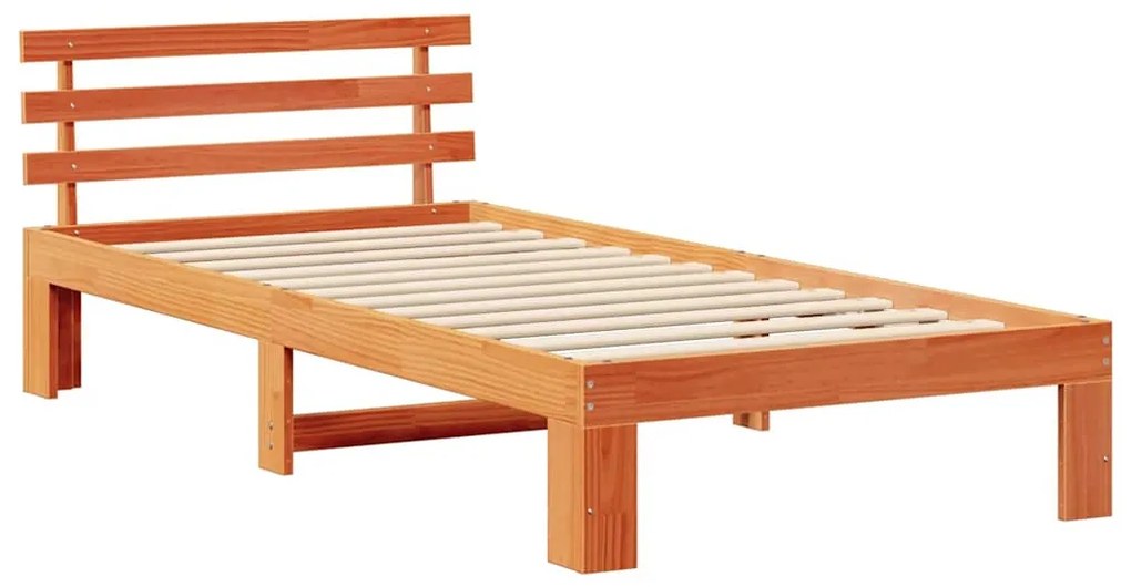 Estrutura de Cama de Madeira de Pinho Castanho Encerado