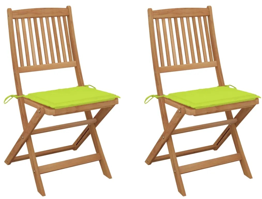 vidaXL Cadeiras de jardim dobráveis c/ almofadões 2 pcs acácia maciça