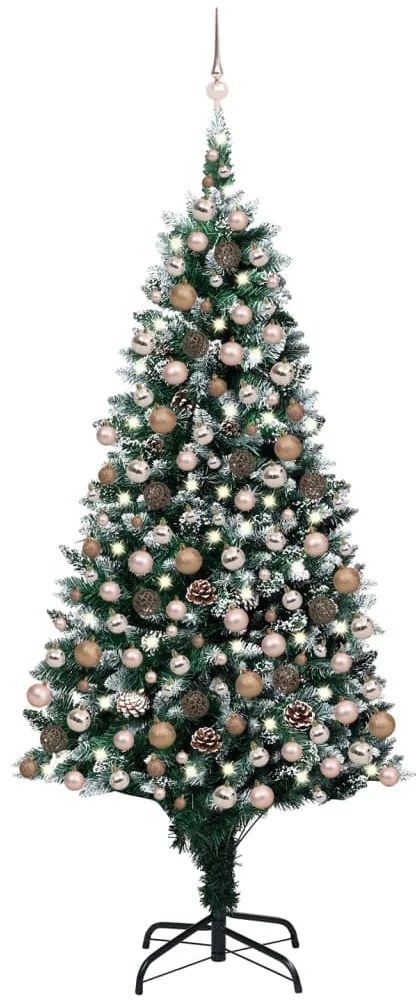 vidaXL Árvore Natal artificial pré-iluminada c/ bolas e pinhas 240 cm