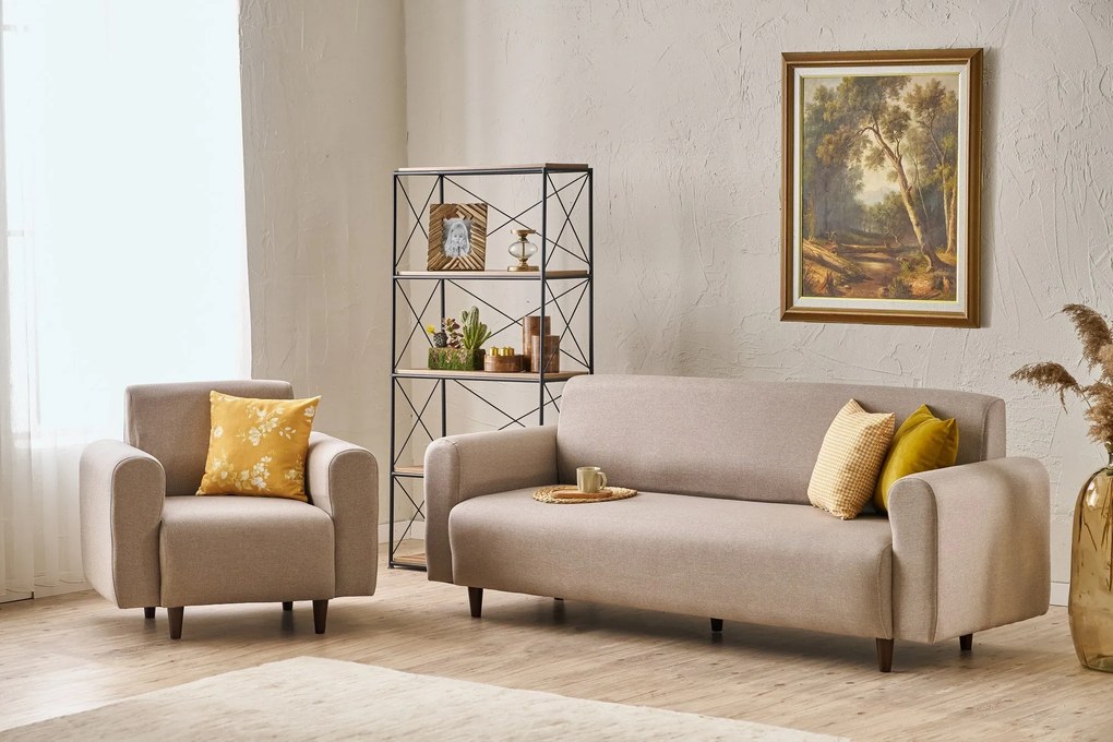 Conjunto de Sofás Noya – Creme – 3-Seat: 220x87x70 cm, 1-Seat: 95x87x7