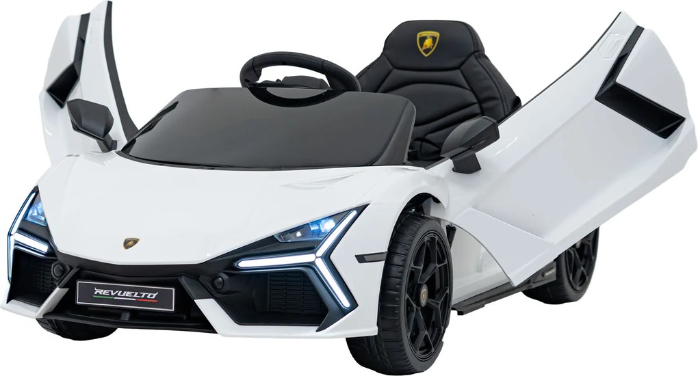 Carro elétrico para Crianças Lamborghini Revuelto 12V 4x4 Rodas Espuma EVA, Assento couro ecológico Branco