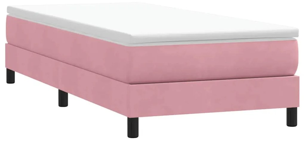 Box Cama de primavera sem Colchão Rosa 80x210 cm Veludo