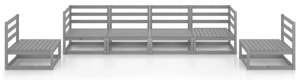 6 pcs conjunto lounge de jardim pinho maciço cinzento