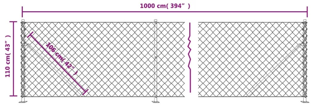 Cerca de arame com flange 1,1x10 m antracite