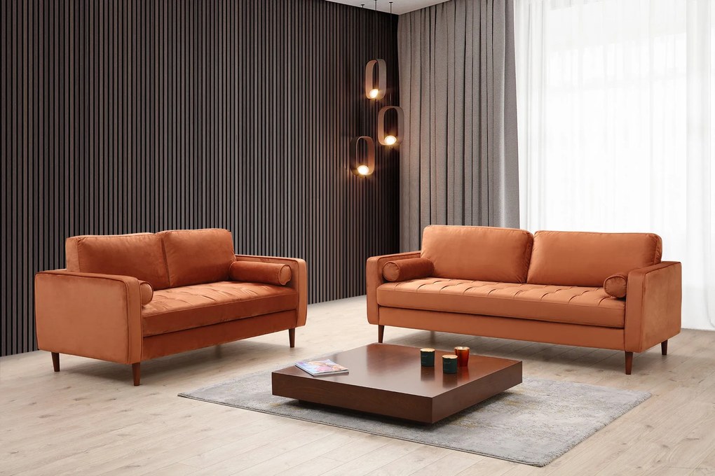 Sofá de 3 Lugares Rome – Laranja – 215x90x70 cm