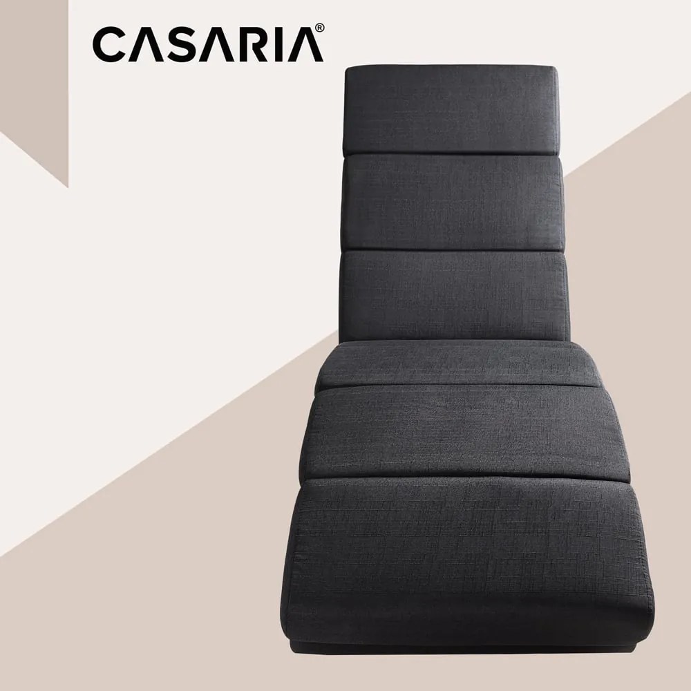 Espreguiçadeira London em tecido cinzento com função de massagem e aquecimento 186x55x89 cm Antracite
