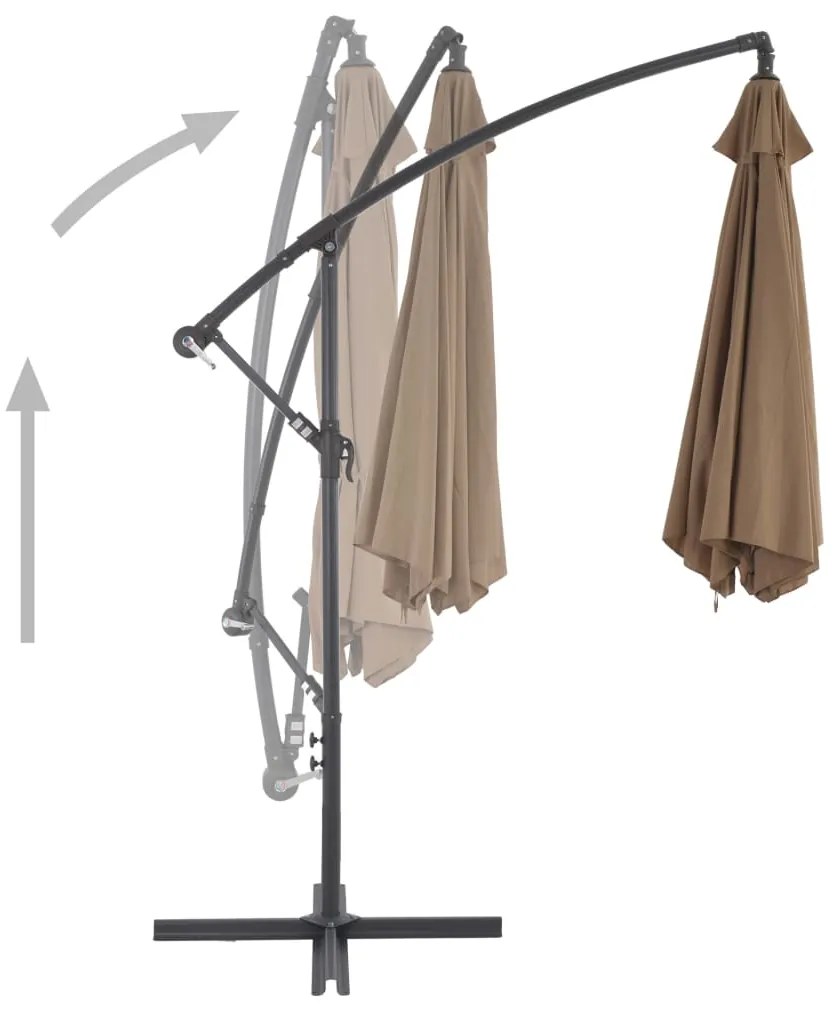 Guarda-sol cantilever c/ poste alumínio 300cm cinza-acastanhado