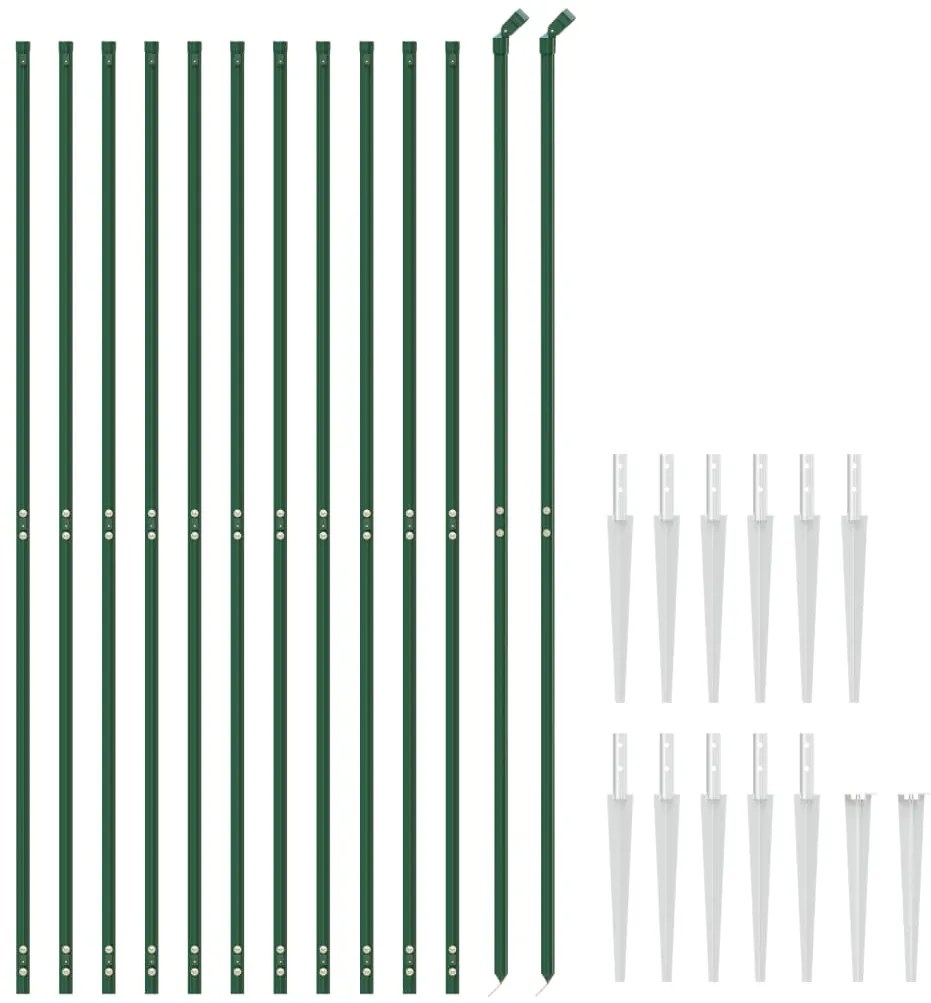 Cerca de malha de arame com estacas de fixação 1,4x25 m verde