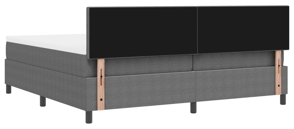 Cama Box da com Colchão Cinza 200x200 cm Tecido de Veludo Cotelê