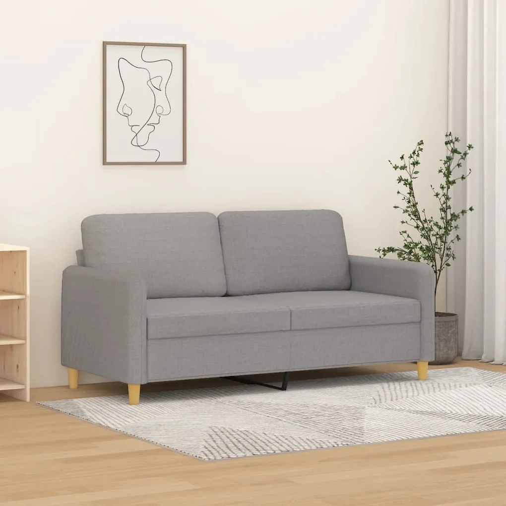 349089 vidaXL Sofá de 2 lugares em tecido 140 cm cinzento-claro
