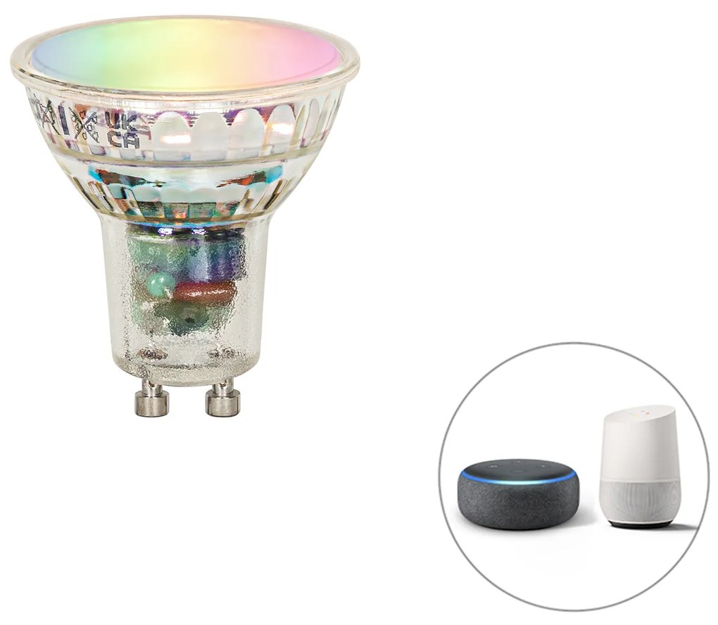 Lâmpada inteligente LED GU10 RGBW 4.5W 350lm 2700K