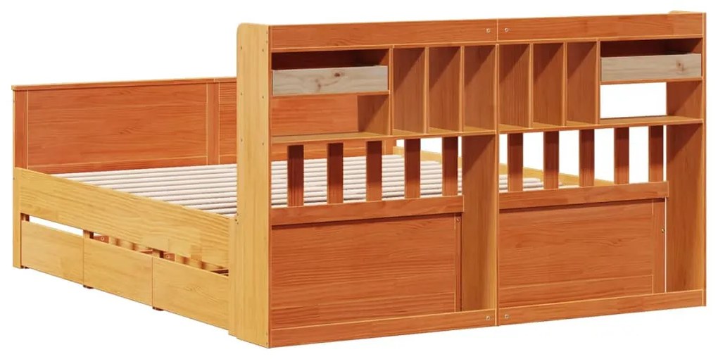 Cama com estante sem colchão 200x200 cm pinho maciço