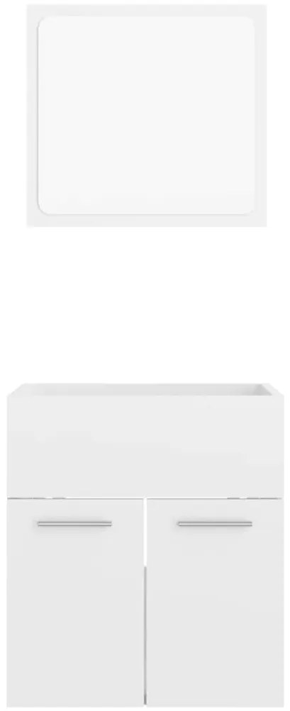 2 pcs conj. móveis casa de banho contraplacado branco brilhante