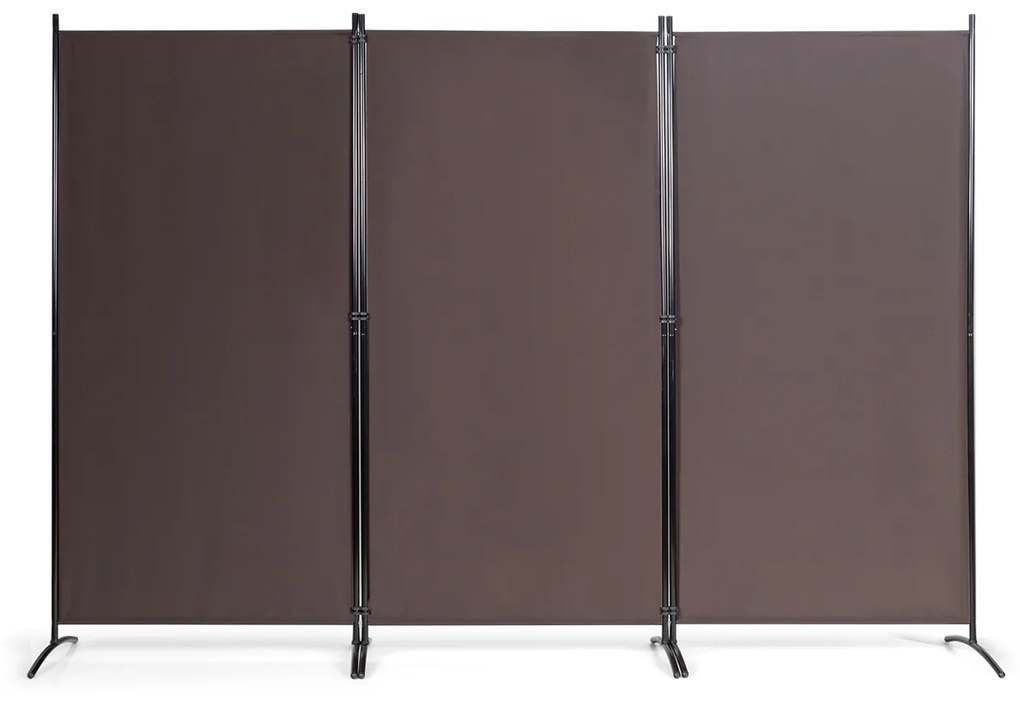 Biombo de 3 painéis Tela dobrável Tela de privacidade para escritório, casa de banho, quarto de dormir 260 x 183 cm Castanho