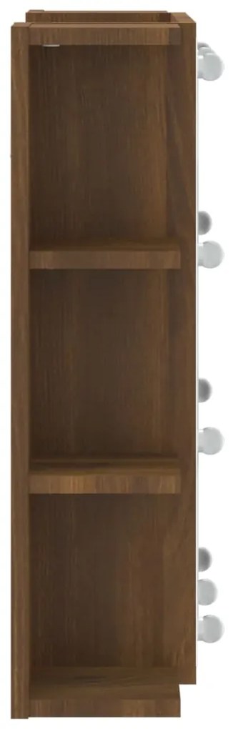 Armário espelhado com LED 70x16,5x60 cm carvalho castanho