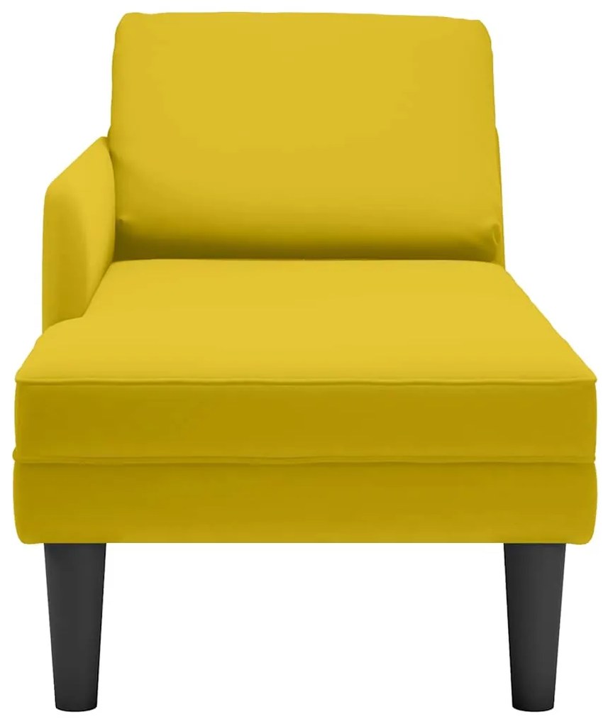 Chaise lounge c/almofada/apoio de braços direito veludo amarelo