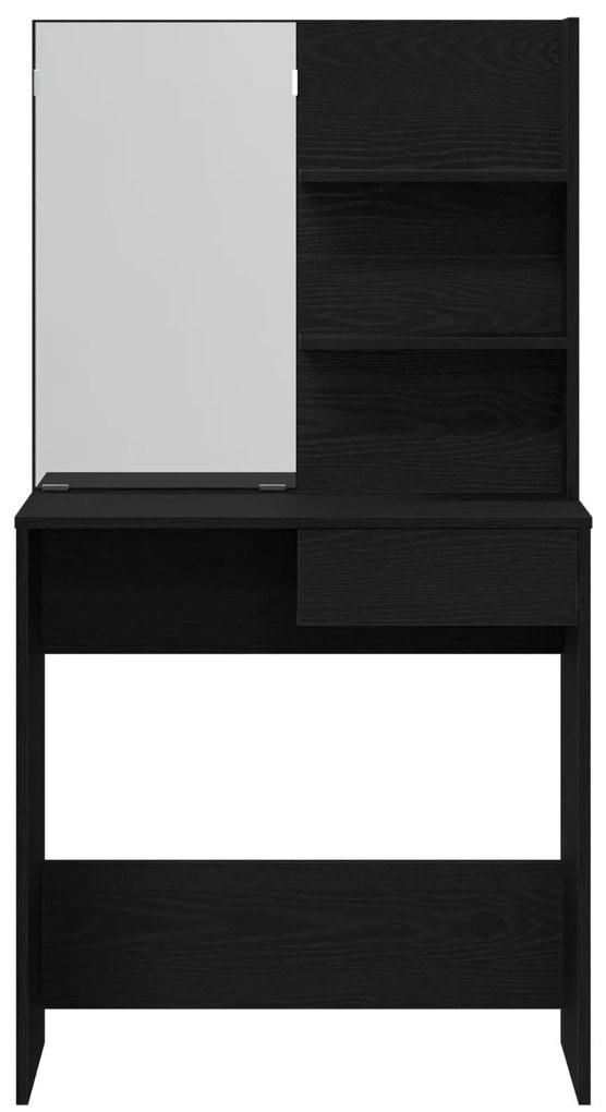 Mesa de Maquiagem em Carvalho Preto com Espelho - 74,5 x 40 x 141 cm