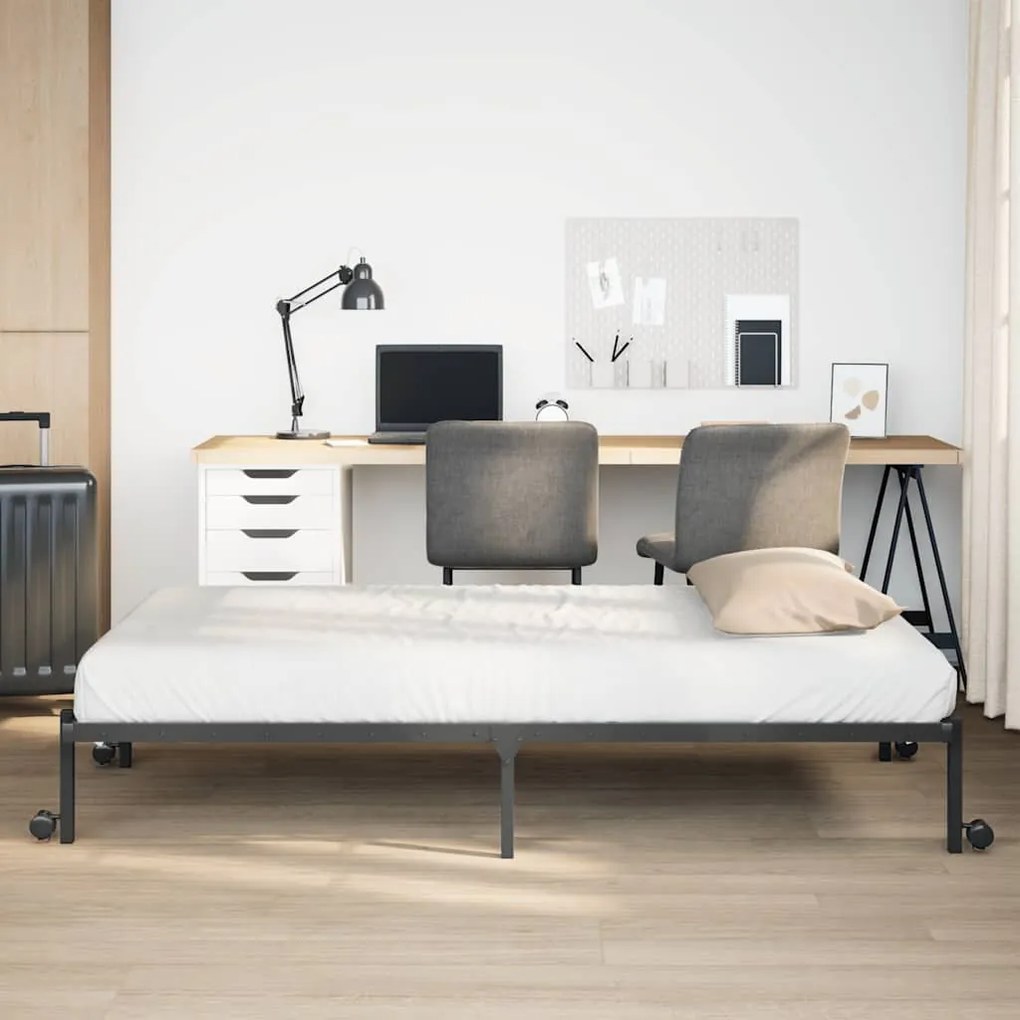 Estrutura de cama sem colchão Dobrável 90x190 cm aço preto
