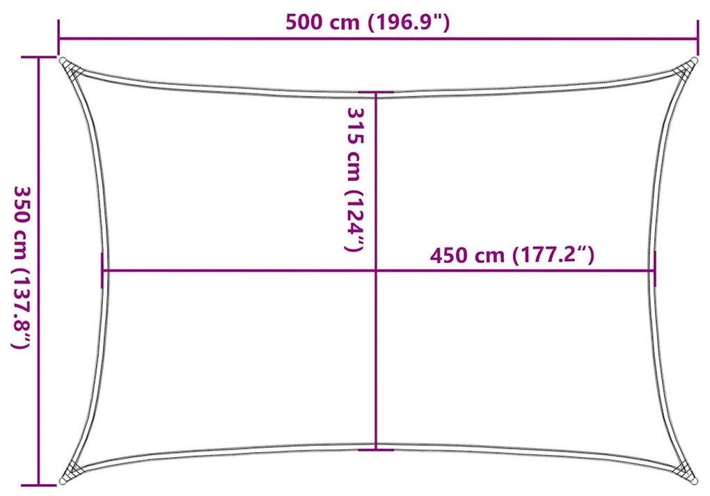Para-sol estilo vela retangular 160 g/m² 3,5x5 m PEAD azul