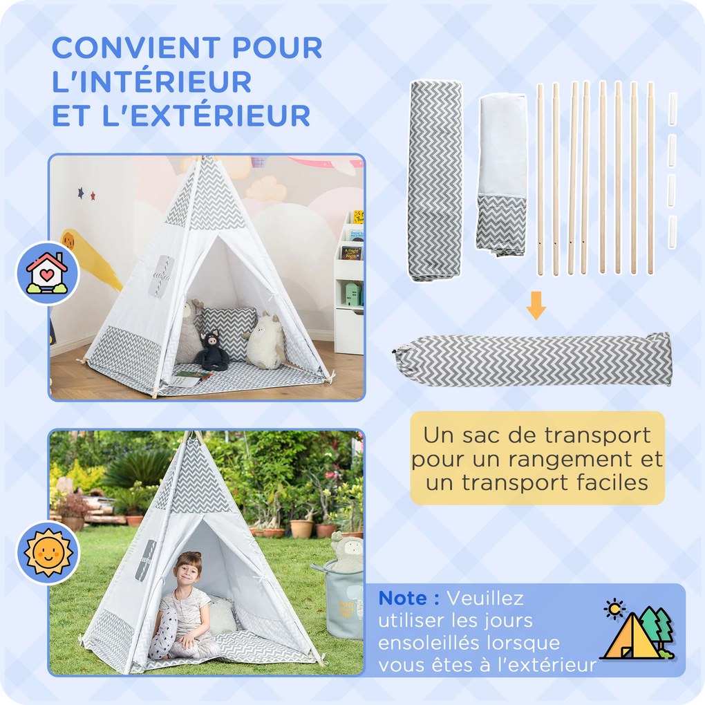 Tenda de brincar para crianças com motivos gráficos 1,2 x 1,2 x 1,55 m - Porta com fecho, janela, tapete, almofada e saco de transporte incluídos - pa