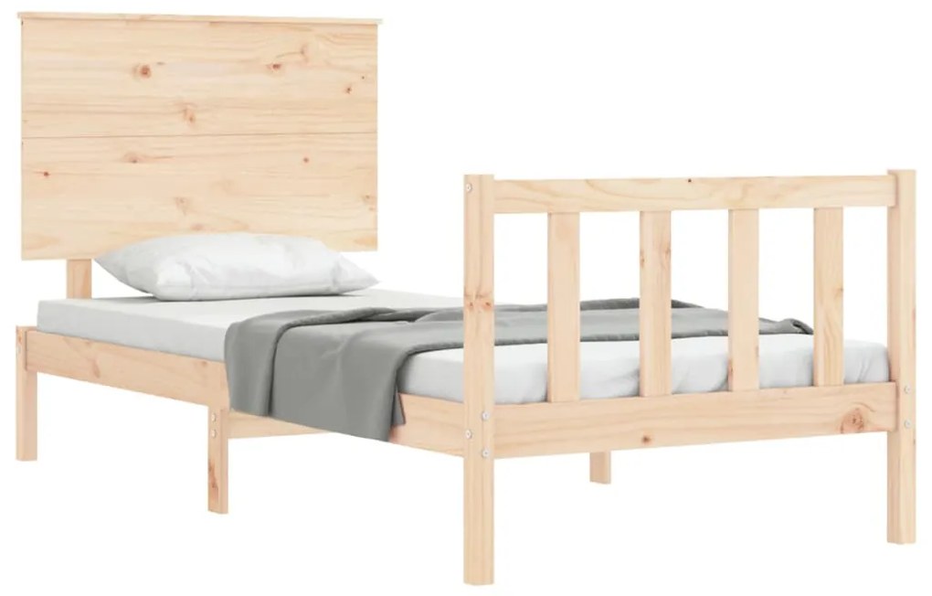 Estrutura cama de solteiro pequena c/ cabeceira madeira maciça