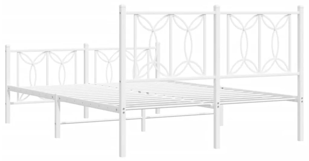 Estrutura de cama com cabeceira e pés 140x190 cm metal branco