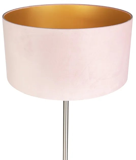 Candeeiro de pé em aço com cúpula cor-de-rosa 50 cm - Simplo Art Deco,Clássico / Antigo,Moderno