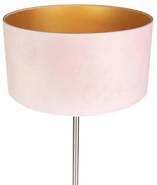 Luminária de pé em aço com abajur rosa 50 cm - Simplo Art Deco,Clássico / Antigo,Moderno