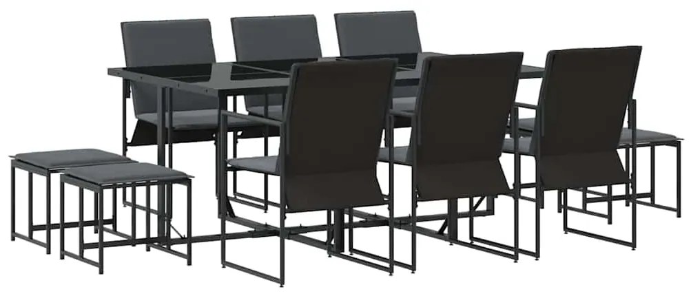 Conjunto de Jantar para o Jardim com 13 Peças e Almofadas em Aço e Tex